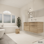 Plan 3D de la salle de bain aménagée et conçue dans le cadre du projet Ravel de Concept Durable.