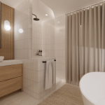 Plan 3D de la salle de bain conçue et construite dans le cadre du projet Laurier de Concept Durable.