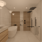 Plan 3D de la salle de bain conçue et construite dans le cadre du projet Laurier de Concept Durable.